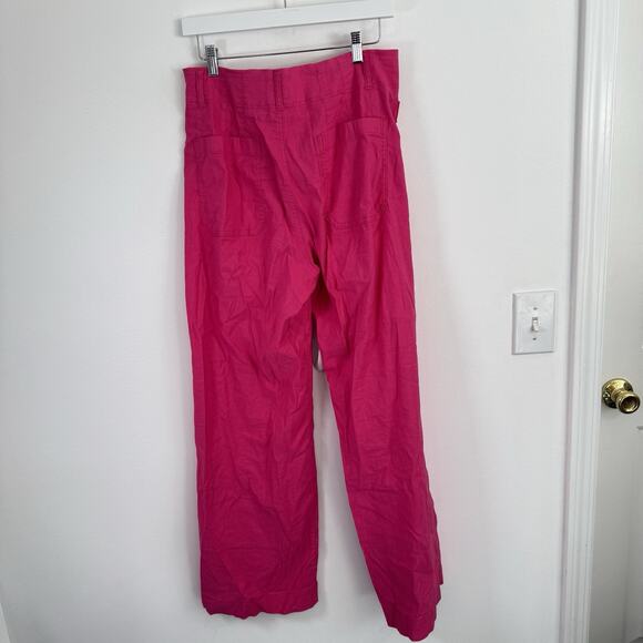 Maeve Anthropologie The Colette Crop Wide Leg Pants Pink Linen Blend Womens 30 - Picture 5 of 8